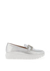 Wonders Pebbled Leather Buckle Loafers, Plata
