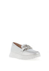 Wonders Pebbled Leather Buckle Loafers, Plata