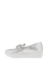Wonders Pebbled Leather Buckle Loafers, Plata