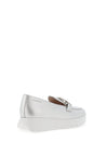 Wonders Pebbled Leather Buckle Loafers, Plata