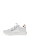 Wonders Oslo Leather Wedge Metallic Trainers, Silver