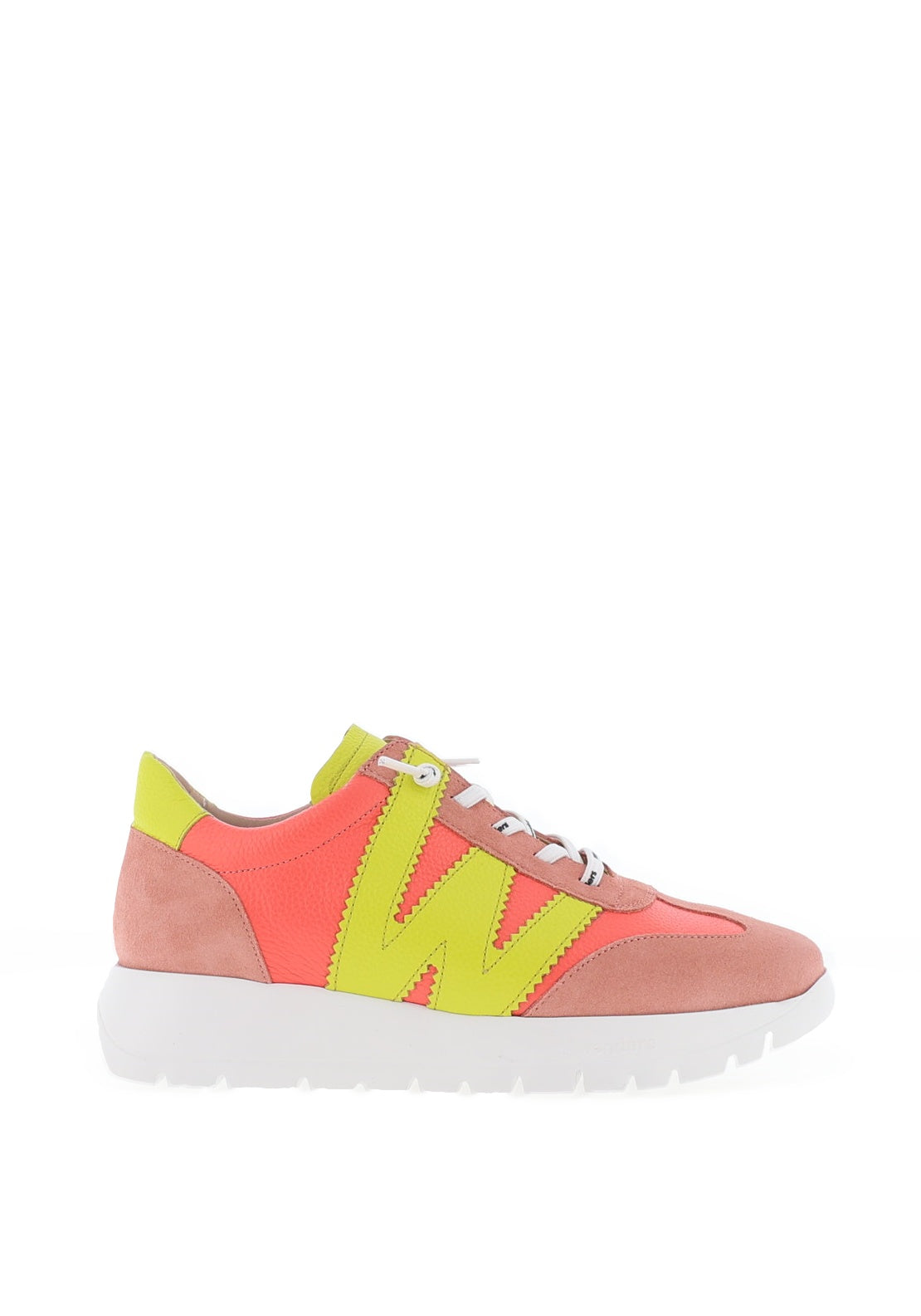 Wonders Racer Colour Block Wedge Trainers, Pink and Lime Green