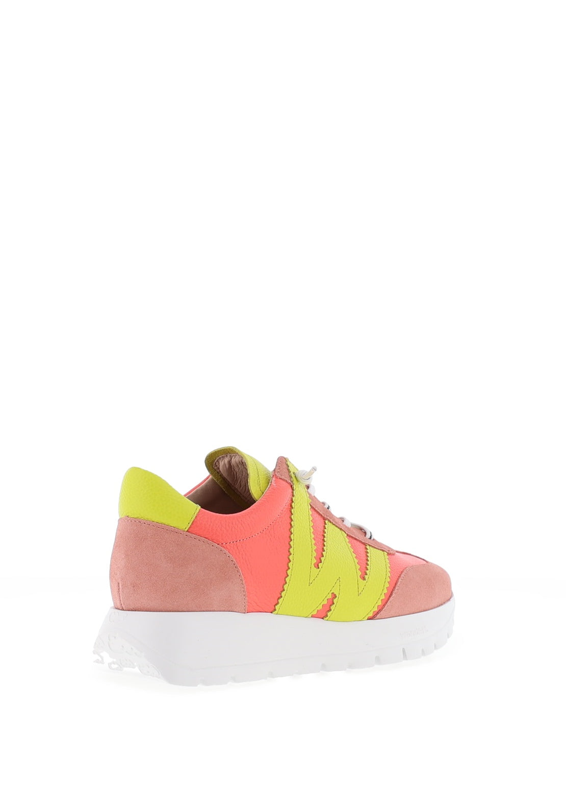 Wonders Racer Colour Block Wedge Trainers, Pink and Lime Green
