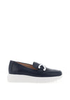 Wonders Aura Metallic Platform Loafers, Navy