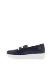 Wonders Aura Metallic Platform Loafers, Navy