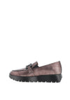 Wonder Odisei Metallic Pebbled Leather Platform Loafers, Grey