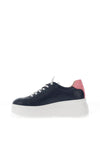 Wonders Leather Wedge Trainers, Navy & Pink