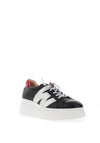 Wonders Leather Wedge Trainers, Black & Red