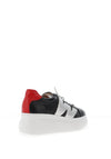 Wonders Leather Wedge Trainers, Black & Red