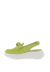 Wonders Suede Bow Sling Back Wedge Shoes, Apple