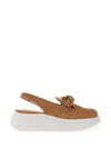 Wonders Suede Bow Sling Back Platform Shoes, Sand