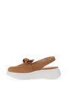 Wonders Suede Bow Sling Back Platform Shoes, Sand