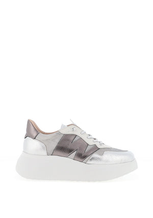 Wonders Zenit Metallic Wedge Trainers, Silver