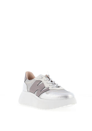 Wonders Zenit Metallic Wedge Trainers, Silver