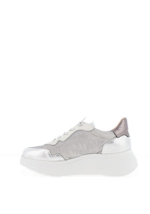 Wonders Zenit Metallic Wedge Trainers, Silver