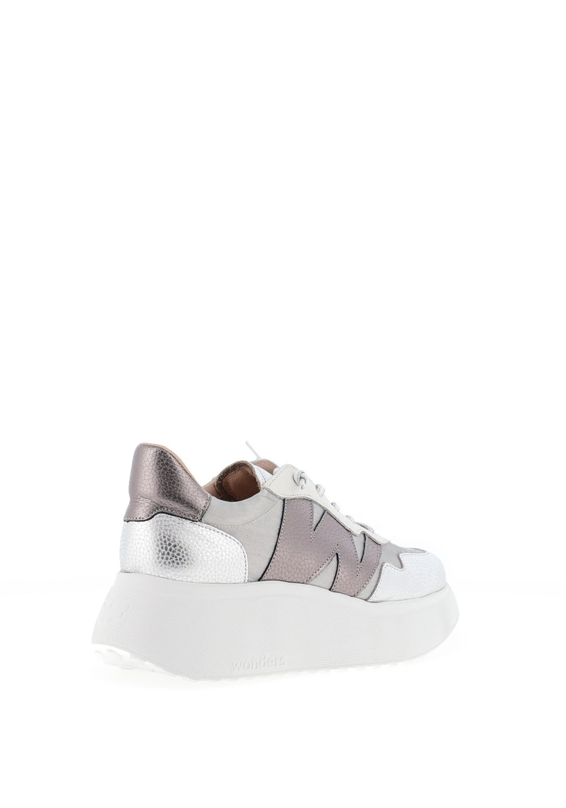Wonders Zenit Metallic Wedge Trainers, Silver