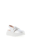 Wonders Acalla Metallic Platform Slingback Loafers, Silver