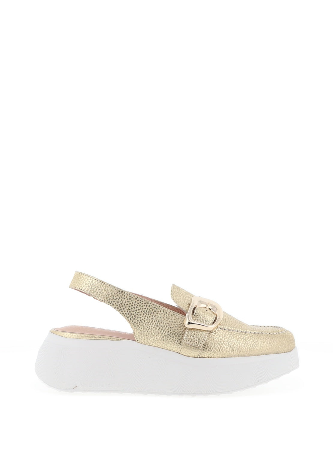 Wonders Acalla Metallic Platform Slingback Loafers, Gold