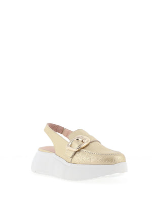 Wonders Acalla Metallic Platform Slingback Loafers, Gold