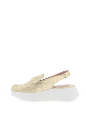 Wonders Acalla Metallic Platform Slingback Loafers, Gold
