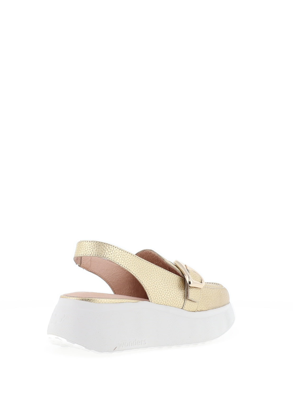 Wonders Acalla Metallic Platform Slingback Loafers, Gold