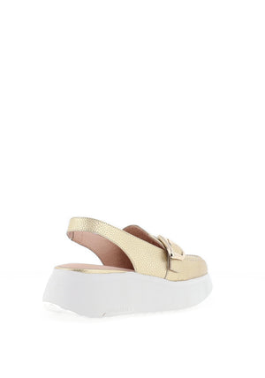 Wonders Acalla Metallic Platform Slingback Loafers, Gold