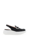 Wonders Acalla Metallic Platform Slingback Loafers, Black