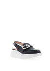 Wonders Acalla Metallic Platform Slingback Loafers, Black