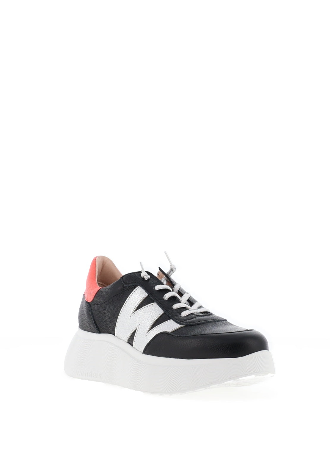 Wonders Metallic Detail Wedge Trainers, Black and Silver