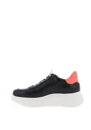 Wonders Metallic Detail Wedge Trainers, Black and Silver