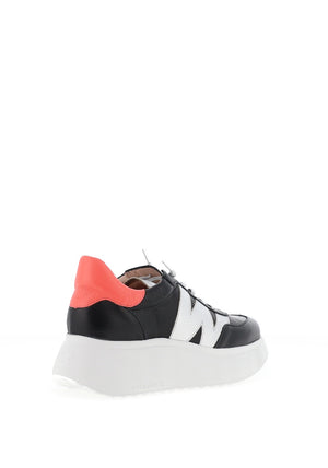 Wonders Metallic Detail Wedge Trainers, Black and Silver