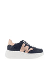 Wonders Metallic Detail Wedge Trainers, Navy and Rose Gold