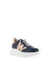 Wonders Metallic Detail Wedge Trainers, Navy and Rose Gold