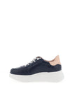 Wonders Metallic Detail Wedge Trainers, Navy and Rose Gold