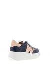 Wonders Metallic Detail Wedge Trainers, Navy and Rose Gold