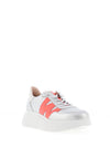 Wonders Metallic Detail Wedge Trainers, Silver and Coral
