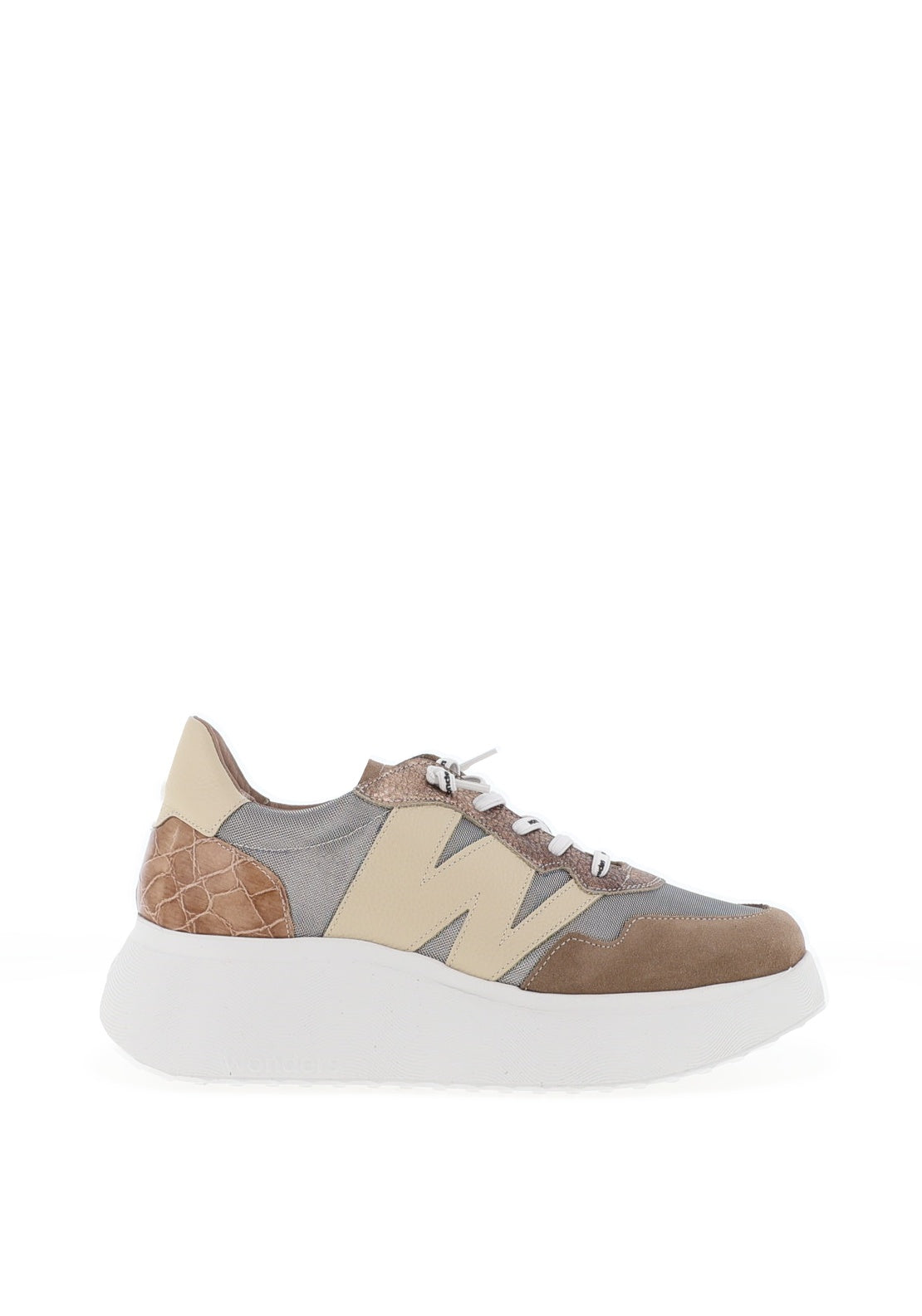 Wonders Roma Platform Wedge Trainers, Taupe McElhinneys