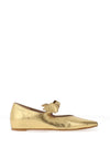 Wonders Leather Tie Detail Ballet Pumps, Gold