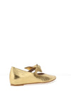 Wonders Leather Tie Detail Ballet Pumps, Gold