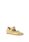 Wonders Leather Tie Detail Ballet Pumps, Gold