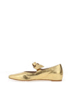 Wonders Leather Tie Detail Ballet Pumps, Gold