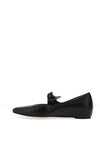 Wonders Leather Tie Detail Ballet Pumps, Black
