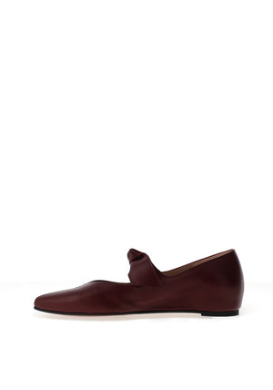 Wonders Leather Tie Detail Ballet Pumps, Wine