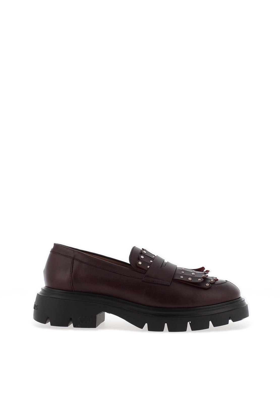 Wonders Alice Stud Fringe Leather Loafers, Wine
