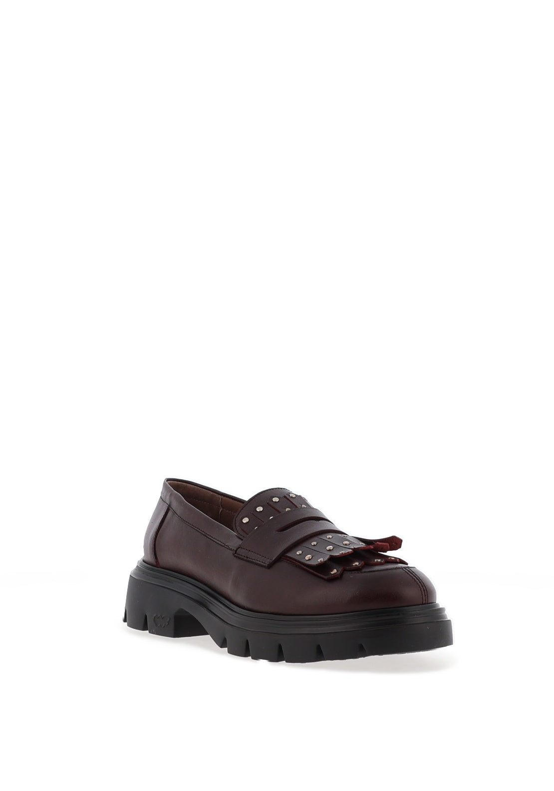 Wonders Alice Stud Fringe Leather Loafers, Wine