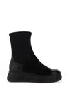 Wonders Lack I Suede High Ankle Flat Sock Boots, Black