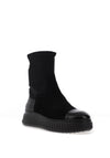 Wonders Lack I Suede High Ankle Flat Sock Boots, Black