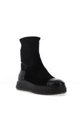 Wonders Lack I Suede High Ankle Flat Sock Boots, Black