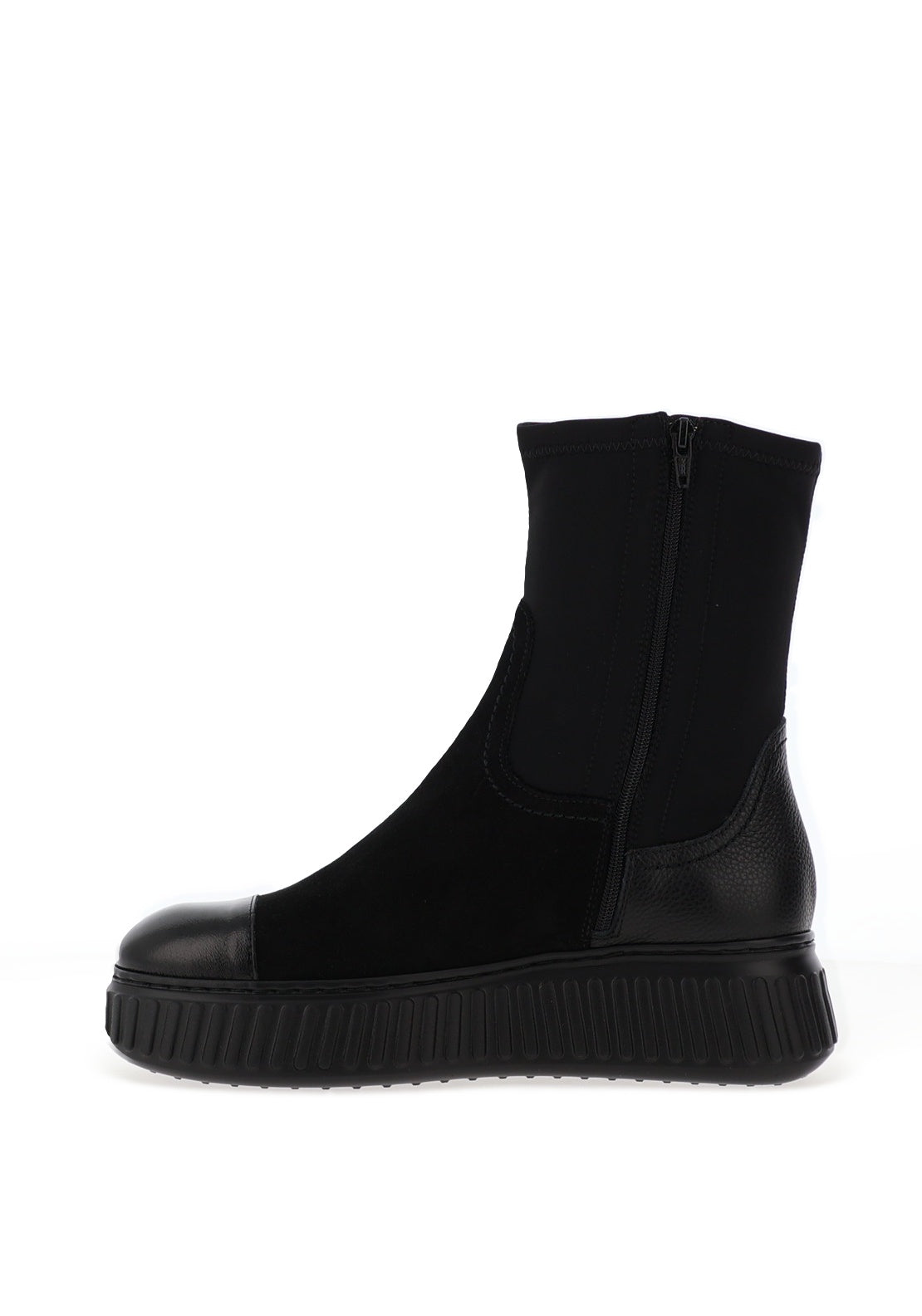 Wonders Lack I Suede High Ankle Flat Sock Boots, Black