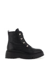 Wonders Leather Studded Front Zip Platform Boots, Black